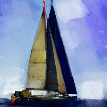 Pintura intitulada "Yachts 1" por Ira Tsantekidou, Obras de arte originais, Pintura digital