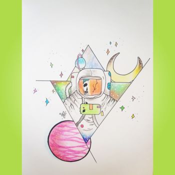 Drawing titled "Astronaut" by Irade Ibrahim, Original Artwork, Pencil