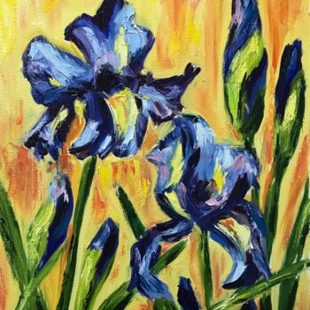 绘画 标题为“Flowers irises” 由Iryna Karpiak, 原创艺术品, 油