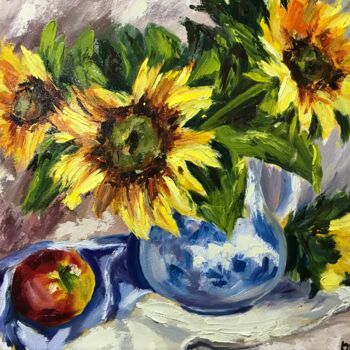 Painting titled "sunflowers 2022" by Iryna Karpiak, Original Artwork, Oil