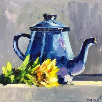 「Still life with tea…」というタイトルの絵画 Iryna Karpiakによって, オリジナルのアートワーク, オイル