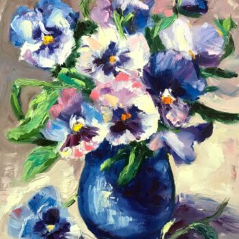 Pittura intitolato "bright flowers" da Iryna Karpiak, Opera d'arte originale, Olio