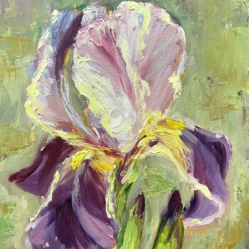 Malarstwo zatytułowany „iris flower” autorstwa Iryna Karpiak, Oryginalna praca, Olej