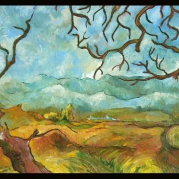 Painting titled "fields" by Obchelli, Original Artwork, Oil