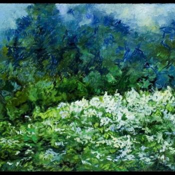 Painting titled "White flowers" by Obchelli, Original Artwork, Oil