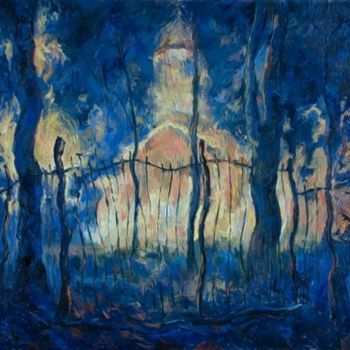 Painting titled "at night" by Obchelli, Original Artwork, Oil