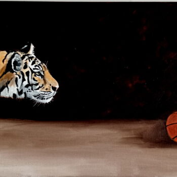 Painting titled "Let's Play. Tiger a…" by Ira Whittaker, Original Artwork, Oil
