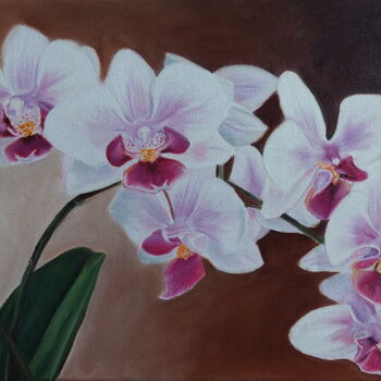 Peinture intitulée "Pink orchid" par Ira Whittaker, Œuvre d'art originale, Huile Monté sur Châssis en bois