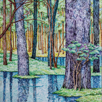 Schilderij getiteld "Майский лес" door Irina Mironets, Origineel Kunstwerk, Aquarel