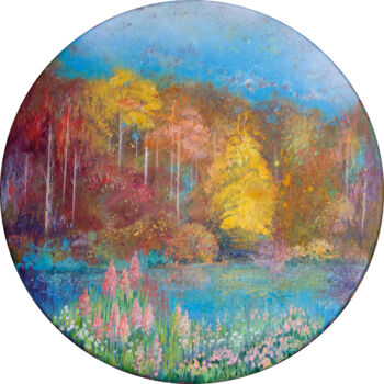 Malerei mit dem Titel "Золотой лес" von Irina Mironets, Original-Kunstwerk, Öl