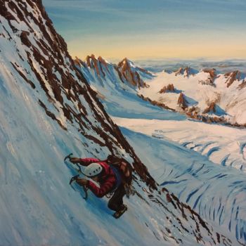 Painting titled "Mountain Climber on…" by Martin Mc Cormack, Original Artwork, Acrylic Mounted on Wood Stretcher frame