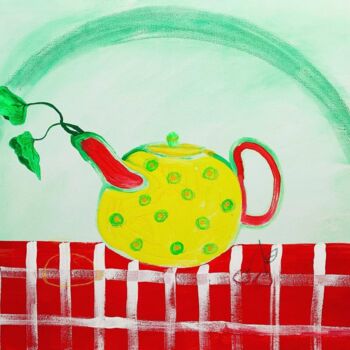 Painting titled "It’s teatime no.2" by Iren Tau, Original Artwork, Acrylic