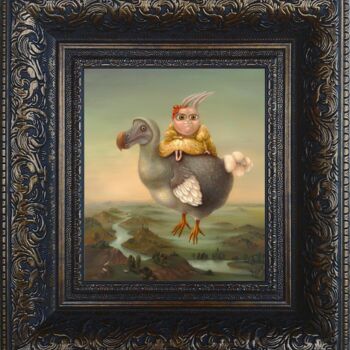 「Flying Dodo. Framed…」というタイトルの製版 Irena Aizenによって, オリジナルのアートワーク, デジタルプリント 段ボールにマウント