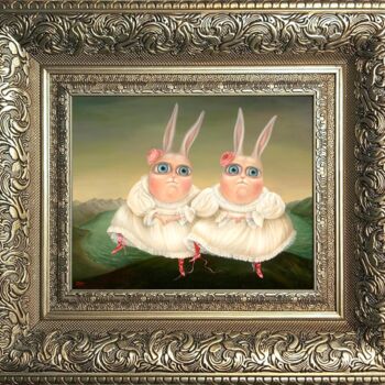 Printmaking titled "Dancing twins. Fram…" by Irena Aizen, Original Artwork, Digital Print Mounted on Cardboard