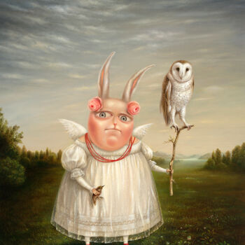 Картина под названием "Owl-fancier-2. Orig…" - Irena Aizen, Подлинное произведение искусства, Акрил