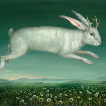 Malarstwo zatytułowany „Flying Jackalope. O…” autorstwa Irena Aizen, Oryginalna praca, Akryl