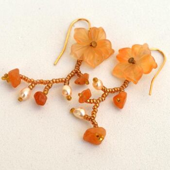 Design titled "Orange flower earri…" by Irena Zelickman, Original Artwork, Jewelry