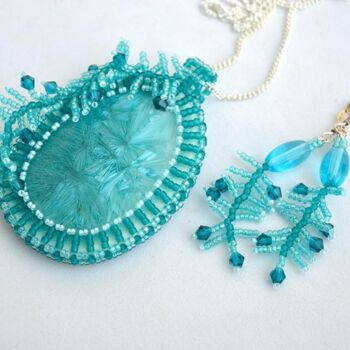 Design titled "Frozen aqua pendant…" by Irena Zelickman, Original Artwork, Jewelry