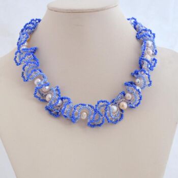 Design titled "Wavy blue choker" by Irena Zelickman, Original Artwork, Jewelry