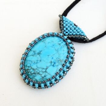 Diseño titulada "Turquoise pendant w…" por Irena Zelickman, Obra de arte original, Joyas