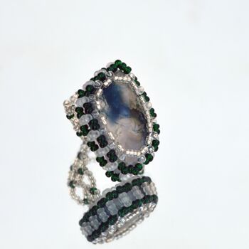 Design titled "White and green ring" by Irena Zelickman, Original Artwork, Jewelry
