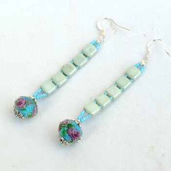 设计 标题为“Long aqua earrings…” 由Irena Zelickman, 原创艺术品, 首饰