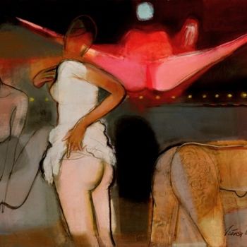Painting titled "Night life" by Irena Luse, Original Artwork, Pastel