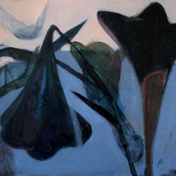 Peinture intitulée "Black flowers" par Irena Luse, Œuvre d'art originale