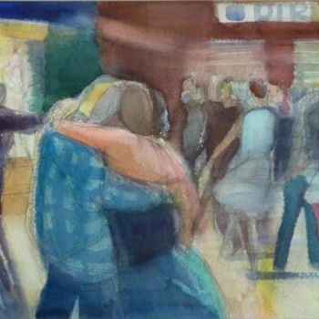 Painting titled "City fest" by Irena Luse, Original Artwork, Watercolor