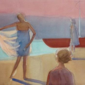 Pintura titulada "Red boat" por Irena Luse, Obra de arte original, Acuarela