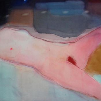 Painting titled "Nude" by Irena Luse, Original Artwork, Watercolor