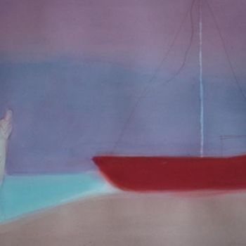 Ζωγραφική με τίτλο "Red boat" από Irena Luse, Αυθεντικά έργα τέχνης, Ακουαρέλα