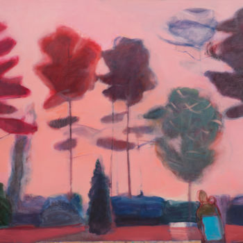 Peinture intitulée "Evening walk" par Irena Luse, Œuvre d'art originale, Huile