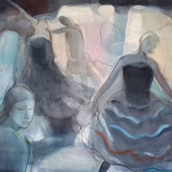 Картина под названием "Lonely women's dance" - Irena Luse, Подлинное произведение искусства, Акварель