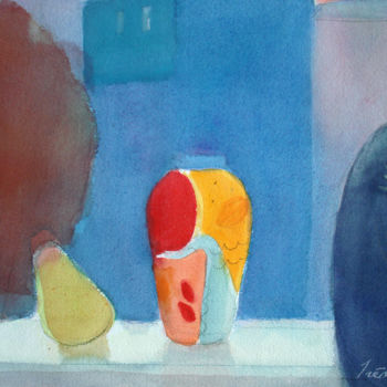 Painting titled "At the window" by Irena Luse, Original Artwork, Watercolor