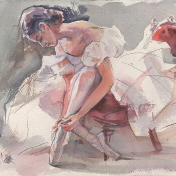 Painting titled "Dreams of ballet. E…" by Irene Bibik-Chkolian, Original Artwork, Watercolor