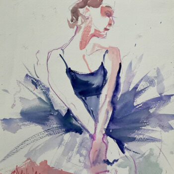 Painting titled "Dreams of ballet. S…" by Irene Bibik-Chkolian, Original Artwork, Watercolor