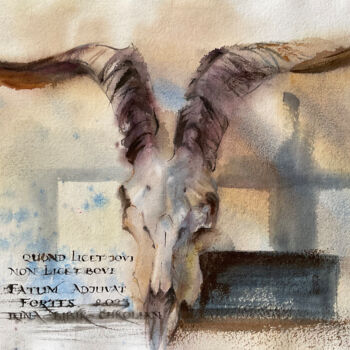 Painting titled "Study with a goat's…" by Irene Bibik-Chkolian, Original Artwork, Watercolor