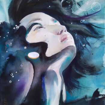 Картина под названием "Aqua. INSPIRATION" - Irene Bibik-Chkolian, Подлинное произведение искусства, Акварель