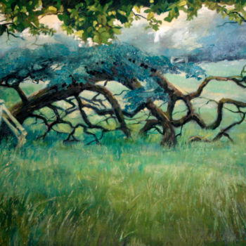 Painting titled "Fallen Oak" by Irene Butcher, Original Artwork, Oil