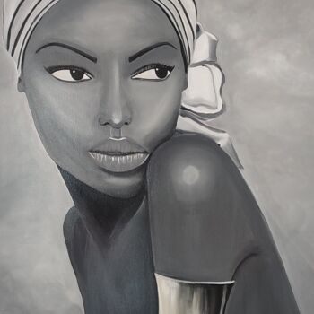 Painting titled "Dulce Africana" by Irene Fernandez Alcain, Original Artwork, Oil Mounted on Wood Stretcher frame