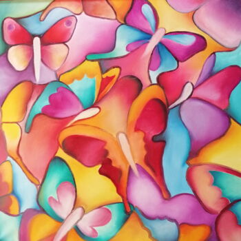 "Papillons" başlıklı Tablo Irene Mahon tarafından, Orijinal sanat, Petrol