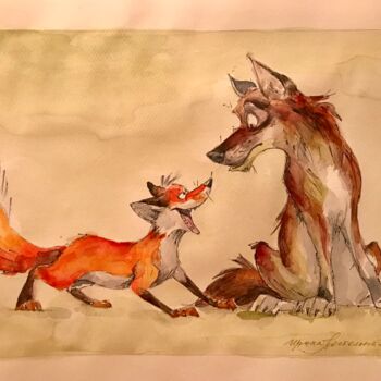 "Foxy red nose" başlıklı Tablo Irene Postolnaya tarafından, Orijinal sanat, Suluboya