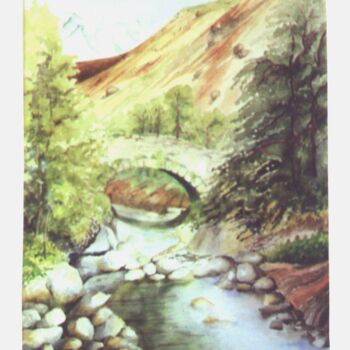 Peinture intitulée "le vieux pont" par Irene Streichert, Œuvre d'art originale