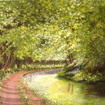 Schilderij getiteld "le Canal du Midi" door Irene Streichert, Origineel Kunstwerk