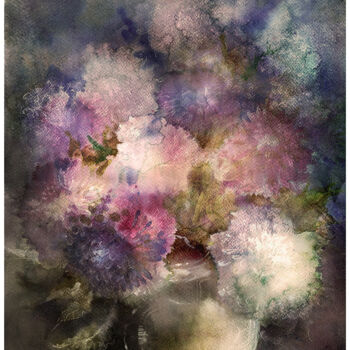 Painting titled "Asters" by Irene Vlassova, Original Artwork, Watercolor