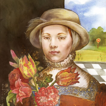 Malerei mit dem Titel "Old Fairy Tale." von Irene Vlassova, Original-Kunstwerk, Aquarell