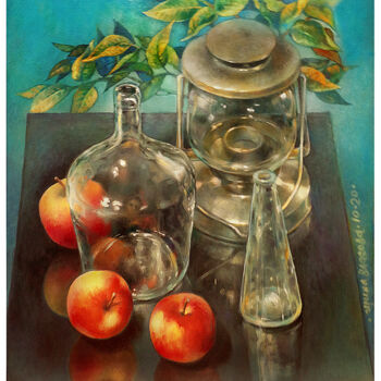 Malerei mit dem Titel "Still Life with Lem…" von Irene Vlassova, Original-Kunstwerk, Öl