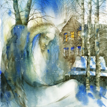 "Winter landscape" başlıklı Tablo Irene Vlassova tarafından, Orijinal sanat, Suluboya