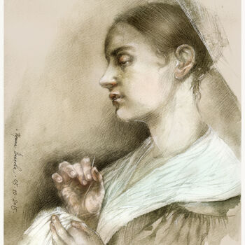 Disegno intitolato "The Queen of Spades" da Irene Vlassova, Opera d'arte originale
